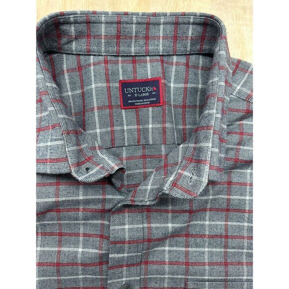 Untuckit Men’s Shirt Plaid XL Gray Long Sleeve Button Down Colored Work Shirt - Picture 2 of 7